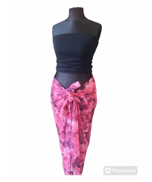 Wzorzysta spódnica plażowa chusta PAREO L/XL w kolorze amarantu